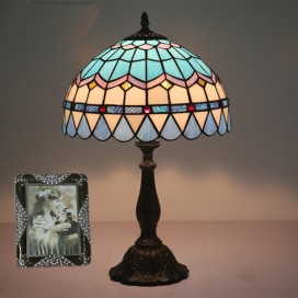 12 Inch European Stained Glass Mediterranean Style Table Lamp