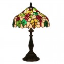 12 Inch Rural Stained Glass Grape Style Table Lamp