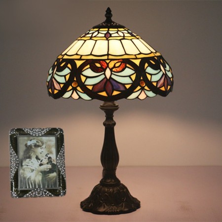 12 Inch European Stained Glass Baroque Style Table Lamp