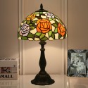 12 Inch European Stained Glass Rose Style Table Lamp