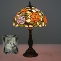 12 Inch European Stained Glass Rose Style Table Lamp