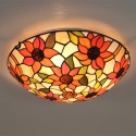 16 Inch European Stained Glass Sunflower Style Flush Mount