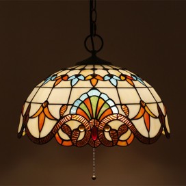 16 Inch European Stained Glass Pendant Light