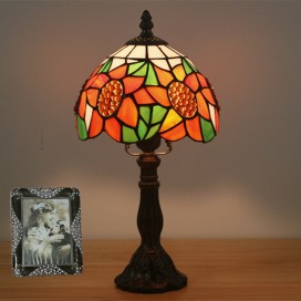 7 Inch European Stained Glass Sunflower Style Table Lamp