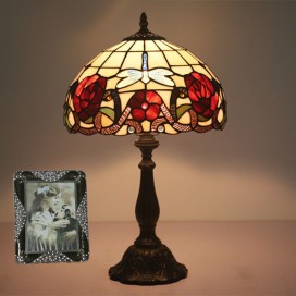 12 Inch European Stained Glass Dragonfly Style Table Lamp