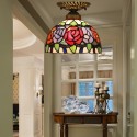 8 Inch European Stained Glass Rose Style Flush Mount