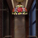 8 Inch European Stained Glass Rose Style Flush Mount