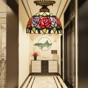 8 Inch European Stained Glass Rose Style Flush Mount