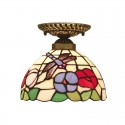 8 Inch European Stained Glass Dragonfly Style Flush Mount