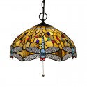 16 Inch European Stained Glass Dragonfly Style Pendant Light