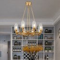 8 Light Modern / Contemporary Steel Pendant Light with Glass Shade