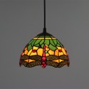 8 Inch European Stained Glass Dragonfly Style Pendant Light