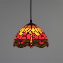 8 Inch European Stained Glass Dragonfly Style Pendant Light