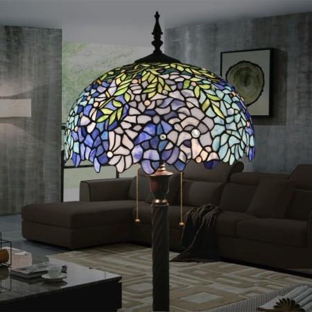 16 Inch European Stained Glass Wisteria Style Floor Lamp