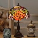 12 Inch European Stained Glass Rose Style Table Lamp