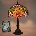 12 Inch European Stained Glass Rose Style Table Lamp