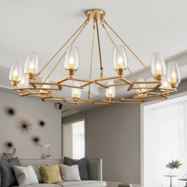 12 Light Modern / Contemporary Steel Pendant Light with Glass Shade