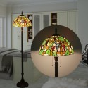 16 Inch European Stained Glass Hummingbird Style Grape Style Floor Lamp