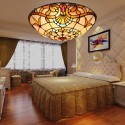 16 Inch European Stained Glass Baroque Style Flush Mount