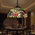 16 Inch European Stained Glass Grape Style Pendant Light