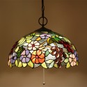 16 Inch European Stained Glass Grape Style Pendant Light