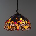 12 Inch European Stained Glass Dragonfly Style Pendant Light