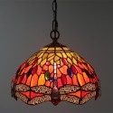 12 Inch European Stained Glass Dragonfly Style Pendant Light