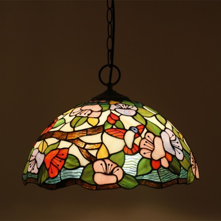 16 Inch European Stained Glass Pendant Light