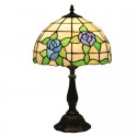 12 Inch European Stained Glass Rose Style Table Lamp