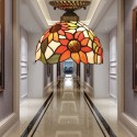 8 Inch European Stained Glass Sunflower Style Flush Mount