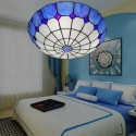 16 Inch Mediterranean Stained Glass Flush Mount