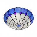 16 Inch Mediterranean Stained Glass Flush Mount