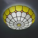 16 Inch Mediterranean Stained Glass Flush Mount