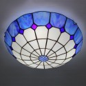 16 Inch Mediterranean Stained Glass Flush Mount