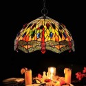 12 Inch Dragonfly Stained Glass Pendant Light