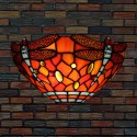 11 Inch European Retro Stained Glass Dragonfly Style Wall Light