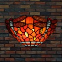 11 Inch European Retro Stained Glass Dragonfly Style Wall Light