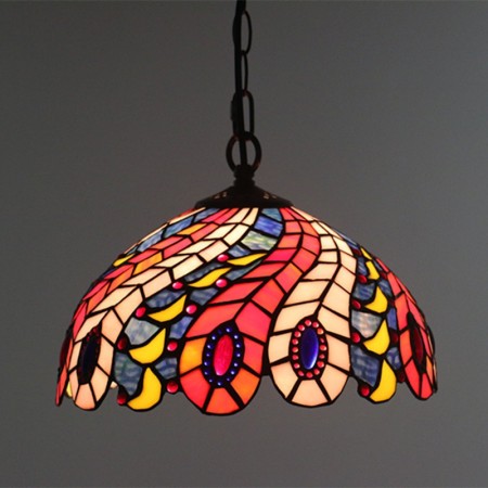 12 Inch European Stained Glass Pendant Light