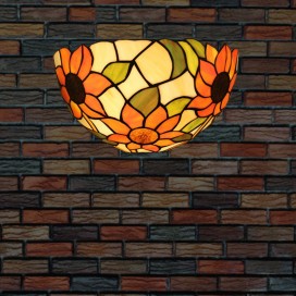 12 Inch European Stained Glass Sunflower Style Wall Light