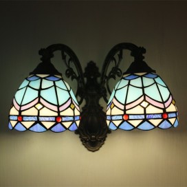 6 Inch 2 Light European Stained Glass Wall Light