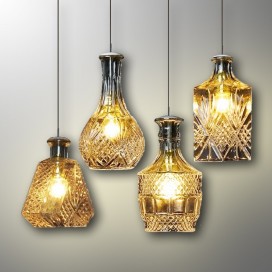 1 Light Rustic/Lodge Glass Pendant Light