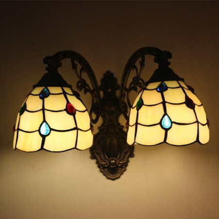 6 Inch 2 Light European Stained Glass Wall Light