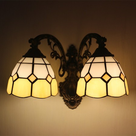 6 Inch 2 Light European Stained Glass Wall Light