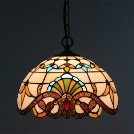 12 Inch European Stained Glass Pendant Light
