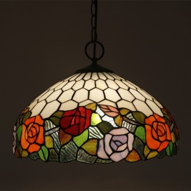 16 Inch European Stained Glass Pendant Light