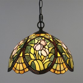 12 Inch European Stained Glass Pendant Light