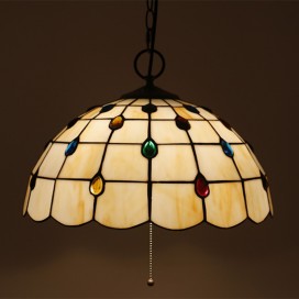 16 Inch European Stained Glass Pendant Light