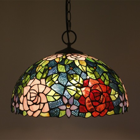 16 Inch European Stained Glass Pendant Light