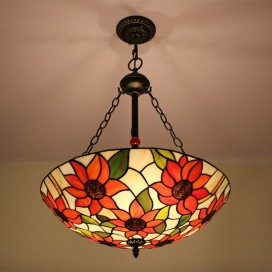 24 Inch European Stained Glass Pendant Light