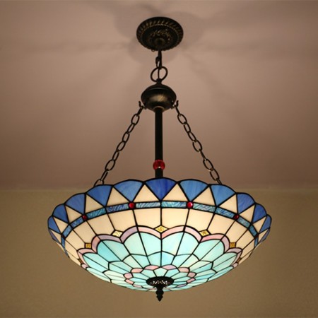 24 Inch European Stained Glass Pendant Light